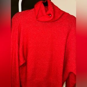 Red turtleneck sweater